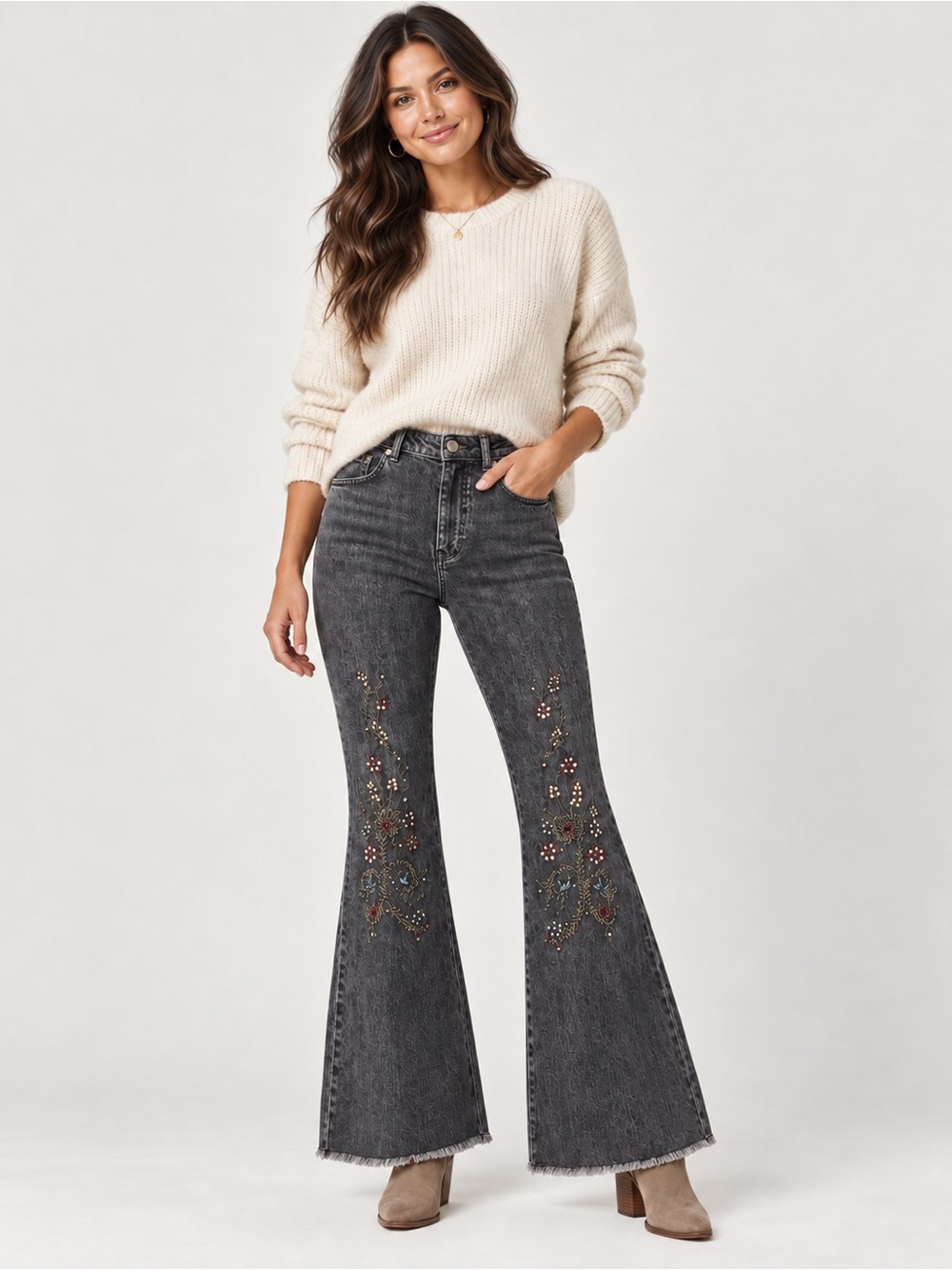 New POL embroidered flare jeans sz M 4-6 68 rtl